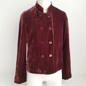 J Jill Winterberry Velvet Silk Pea Jacket Womens XS Button Front Purple NEW $169